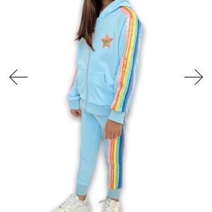 Blue rainbow sequin sweatshirt